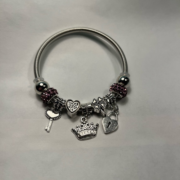 2159-PCM Snake Stretch Chain  Beads And Charm Bracelet - Picture 13 of 14